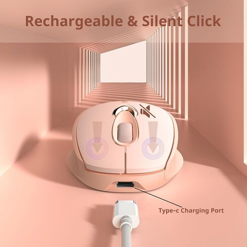 Wireless Mouse,2.4G Rechargeable Ergonomic Mouse with Silent Click,3 Level DPI Portable Mouse for Laptop, Computer(Pink) in Kuwait