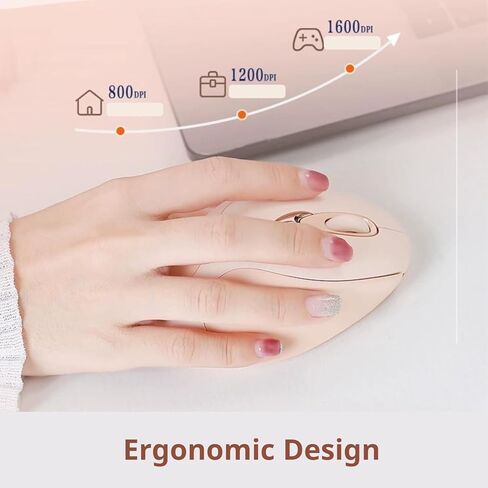 Wireless Mouse,2.4G Rechargeable Ergonomic Mouse with Silent Click,3 Level DPI Portable Mouse for Laptop, Computer(Pink) in Kuwait