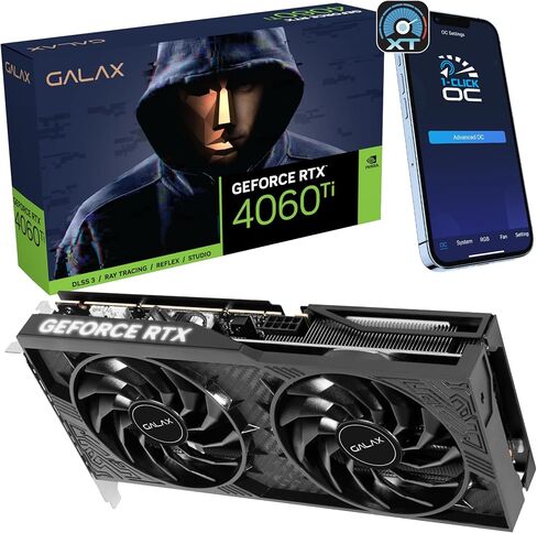 GALAX GeForce RTX™ 4060 Ti 1-Click OC, Xtreme Tuner App Control, 8GB, GDDR6, 128-bit, DP*3/HDMI 2.1/DLSS 3/Gaming Graphics Card in Saudi Arabia