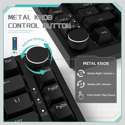 Attack Shark ajazz AK820 Mechanical Gaming Keyboard with Knob 75% Keyboard Hot Swappable Type-C Wired Gasket 5-Layer Noise Absorbing Foam White LED Backlit NKRO Linear Red Switch for PC/Win/Mac-Black in Saudi Arabia