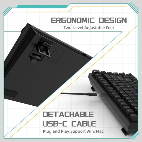 Attack Shark ajazz AK820 Mechanical Gaming Keyboard with Knob 75% Keyboard Hot Swappable Type-C Wired Gasket 5-Layer Noise Absorbing Foam White LED Backlit NKRO Linear Red Switch for PC/Win/Mac-Black in Saudi Arabia