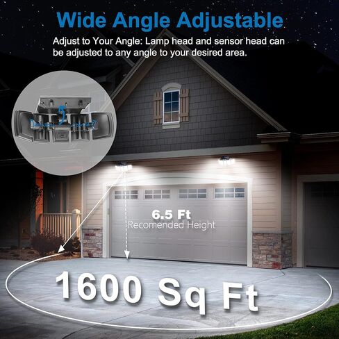 أضواء AmeriTop الشمسية في الهواء الطلق 300 LED 7000K أضواء استشعار الحركة اللاسلكية؛ 5 رؤوس قابلة للتعديل، إضاءة بزاوية واسعة 360 درجة، مقاومة للماء IP65، كشاف LED للأمان لحديقة الفناء، عبوة من قطعتين in Kuwait