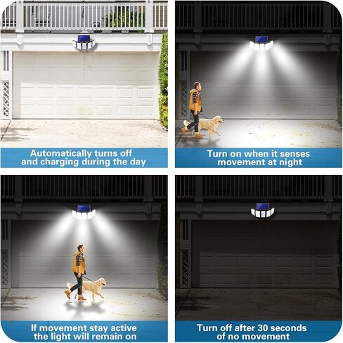 أضواء AmeriTop الشمسية في الهواء الطلق 300 LED 7000K أضواء استشعار الحركة اللاسلكية؛ 5 رؤوس قابلة للتعديل، إضاءة بزاوية واسعة 360 درجة، مقاومة للماء IP65، كشاف LED للأمان لحديقة الفناء، عبوة من قطعتين in Kuwait
