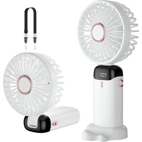 FAYHIJUN Portable Handheld Fan Hand Held fan 5 Speeds USB Rechargeable 5000mah Personal Pocket Desk Fan with LED Display 7-16Hs quiet Working for Office Outdoor Travel Home (Purple- Handheld)