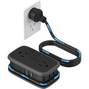 NTONPOWER GAN Ultra 65W USB Charging Station, 7 in 1 Travel Power Strip with 3 Outlets 4 USB (2 USB C), Extension Cord 4ft, Desktop Power Strip Fast Charging Compatible with MacBook, iPhone