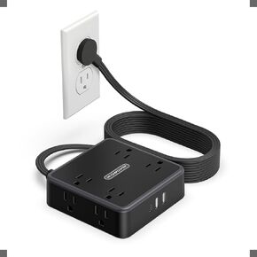 NTONPOWER Extension Cord 25 FT, Black Extension Cord with 8 Widely Outlets 3 USB Ports, Extra Long Extension Cord, 1080J Surge Protector Power Strip