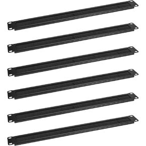 6 Pack-1U Brush Rack Mount Panel Spacer for Cable Entry for 19in Server Rack Enclosure or Network Cabinet, Black
