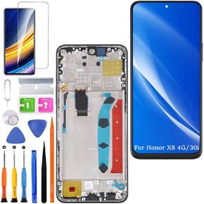 Screen Replacement for Honor X8 4G / 30i Original, TFY-LX1 TFY-LX2 TFY-LX3 LCD Touch Panel Display Digitizer Assembly Repair Parts with Kit（Black with Frame）