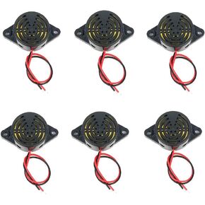 6 Pcs Active Piezo Electric Buzzer Alarm, DC 3-24V Low Voltage Buzzer Beep Tone Speaker Alarm with Lead Wire for Classroom, Game Show, Physics Circuits Intermittent Sound