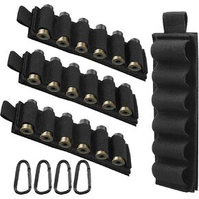 4 Pack Velcro Shotgun Shell Holder 12GA with Sticker, Side Saddle Shotgun Card for Stock or Receiver, 12 Gauge Shell Holder Magazine, Shotshell Ammo Carrier, Ammunition Pouch, Shell Organizer