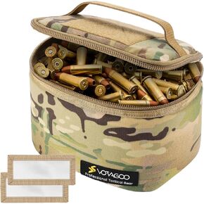 Tactical Ammo Bag, Detachable Inner Space Ammunition Carrier Pouch with ID Patches Ammos Transportation Bag for Pistol Rifle and Shotgun Range