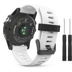 سوار MoKo متوافق مع Garmin Fenix ​​3/Fenix ​​5X، سوار ساعة بديل من السيليكون الناعم يناسب Garmin Fenix ​​3/Fenix ​​3 HR/Fenix ​​5X/5X Plus/D2 Delta PX/Descent Mk1 الذكية - أسود