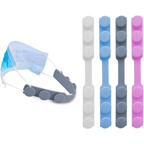 4 قطع من أشرطة السيليكون الممتدة المضادة للشد للأقنعة لمنع آلام الأذن، مقابض قناع مريحة قابلة للتعديل، مشبك تثبيت وحزام للأذن، أسود in Kuwait