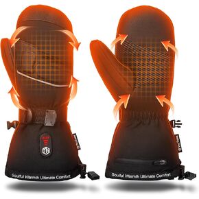 ThxToms Heated Mittens Gloves for Men Women, Rechargeable Heated Gloves with Touchscreen, 7.4V 3200mah Waterproof Winter Ski Gloves for Skiing Snowboarding Fishing,Camping, Hiking