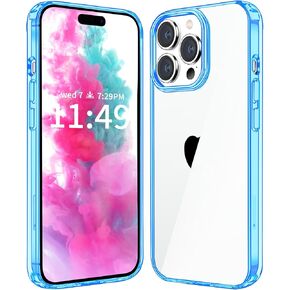 JJGoo Compatiable with iPhone 15 Pro Max Case Clear, Transparent Shockproof Phone Case, Slim Anti-Scratch Hard PC Back Protective Cover Bumper, Clear