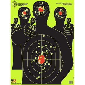 Splatterburst Targets - 18 x 24 inch - Triple Silhouette Splatter Target - Easily See Your Shots Burst Bright Fluorescent Yellow Upon Impact - Made in USA