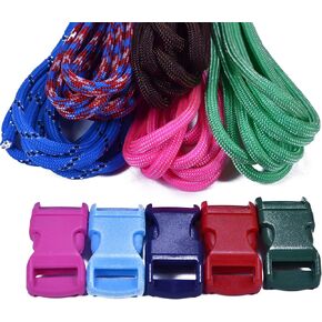 550 Paracord Bracelet Crafting Kit with Buckles - Random Colors and Patterns - Multiple Size Options