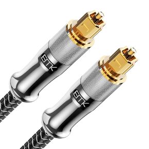 EMK Optical Cable 24K Gold-Plated Optical Audio Cable Digital Toslink Cable Spdif Cable Compatible with TV, Soundbar, Home Theater and More (2 Feet/0.6M, 24K Gold-Plated, Silver1)
