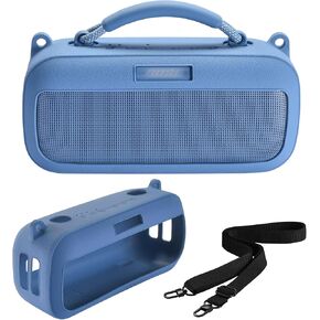 Speaker Case Protective Cover Compatible with New Bose SoundLink Max Portable Speaker, Carrying Silicone Case with Shoulder Strap (Blue Case)