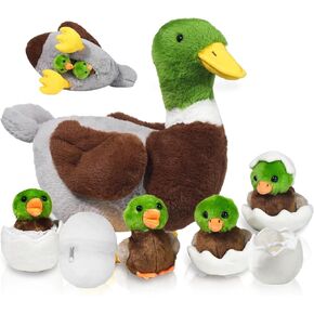 9 in 1 Chicken Stuffed Animal, Chicken Plush Stuffed Animal Chicken Toys Egg Laying Hen with Zippered Belly, Baby Chicks Stuffed Chicken and Hen House for Easter Gift for Kids Girls Boys