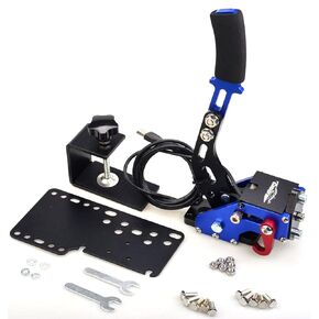 CNRAQR PC Racing Game USB Handbrake for 16Bit SIM for Racing Games, Compatible with G27 G29 G920 G923 T500 T300 Simulate Linear Handbrake Red（With Fixing Clip and Plate