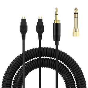 Replacement HD600 Cable Coiled Audio Cord Compatible with Sennheiser HD650 HD580 HD660S HD6XX HD565 HD545 HD535, 3.5mm 1/8" Plug & 6.35mm 1/4" Adapter 6.5FT to 19FT Long
