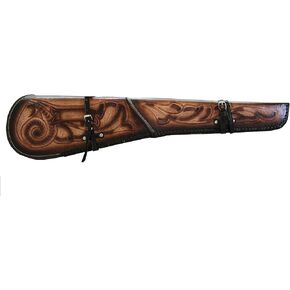 TJAYZ NEW Hand Tooled Rifle Scabbard Shotgun Sleeve Genuine Leather Western Hardcase saddle BROWN