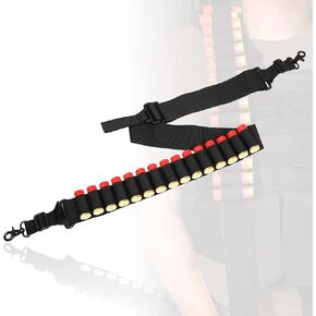 Shotgun Sling 15 Holes Two Point Sling 12/20 Gauge Bandolier Adjustable Elastic Nylon Sling QD Attachment