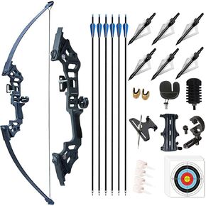 Archery 51" Takedown Recurve Bow and Arrows Set for Adults Metal Riser Longbow Kit Right Hand Straight Bow for Beginner Hunting Shooting Practice 30 40 50lb