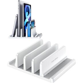 Vaydeer 3-Slot Vertical Laptop Stand Made of Premium ABS Plastics 5 in 1 Design Space-Saving Adjustable Desk Organizer for All MacBook/Chromebook/Surface