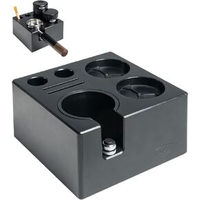 IKAPE Espresso Knock Box, Espresso Coffee Organizer Box Fit for Storage 51, 54, 58MM Espresso Tamper, Distributor, Portafilter & Puck Screen Accessories, Plastic Station Base(Black)