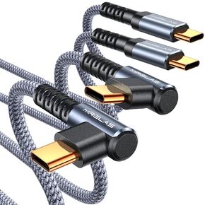 MRGLAS USB C to USB C Cable 60W [4-Pack, 10+6.6+3.3+1.6FT][90°, Gold-Plated] Type C Charger Fast Charging for iPhone 16 Pro Max 15 Plus, USB C Charger Cable for Samsung S24 S23,iPad Pro,MacBook Pro