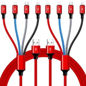 Multi Charging Cable,10Ft 2Pack Multi Fast Charging Cord, Braided Universal 4 in 1 Multi Charger Cable, Long Multi USB Cable Adapter IP/Type C/Micro USB Port for Cell Phones/Tablets/Samsung & More