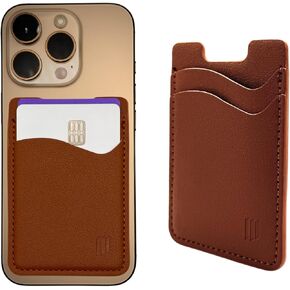 Brown Leather Card Holder (3 Pack), Phone Wallet, Ideal for iPhone & Samsung, Durable & Secure, Long Lasting Adhesive, Minimalistic Design, Ultra Convenient