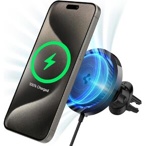 Spigen OneTap Pro 3 Cryomax (شحن سريع مع تبريد فائق الهدوء بدون ضوضاء) لوحة شحن لاسلكية MagSafe للسيارة مصممة لسلسلة iPhone 16 Pro Max و16 Pro و16 Plus و15 و14 و13 و12