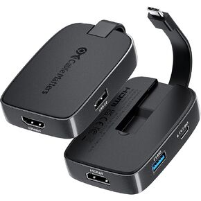 Cable Matters 4-in-1 Portable USB C Hub HDMI 4K 60Hz 100W Charging for iPhone 16/15 Pro, 10Gbps, USB-C Digital AV Multiport Adapter, USB C HDMI Hub Compatible with Thunderbolt 4 for MacBook, XPS