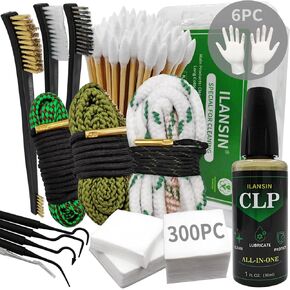 Bore Cleaner Gun Cleaning Kit for 12Ga / 5.56 / 9mm Gun Cleaning Snake,CLP Oil Needle,Gun Cleaning Supplies with Gun Cleaning Patches, 6-inch Gun Cleaning Swabs, Gun Brushes, Cleaning Picks