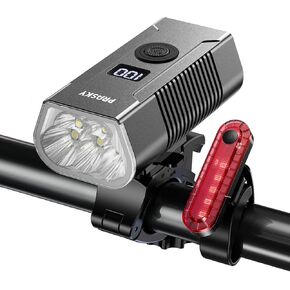 9000 Lumens Bike Lights for Night Riding, 6+4 Modes LED Headlight and Taillight Set, USB-C Rechargeable, Waterproof Bicycle Front and Rear Lights for Cyclists and Commuters Accessories