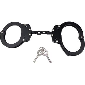 Double Lock Handcuffs, Adjustable Heavy Duty Steel Wrist Cuffs with 2 Keys & Handcuffs Holster in Police Edition Professional Grade