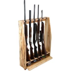 Rush Creek Creations unisex adult Rustic Pine Standing Indoor 6 Rifle Shotgun Storage Rack, Rustic Pine, 34 L x 9.5 W 42 H US