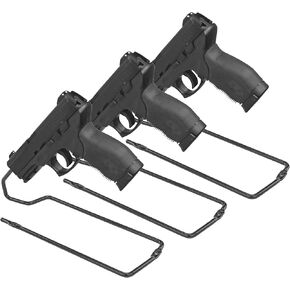 BOOMSTICK 3-Slot Handgun Rack, Gentle on Gun Finish, Universal Fit for All Handguns - Wide-Body & Magnum Calibers Included, Wall Mountable, Hooks & Screws Provided