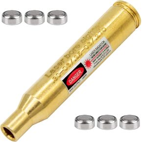 .30-06/25-06/270 Bore Sight Laser Red Dot Cartridge Laser bore Sighter with 2 Sets of Batteries