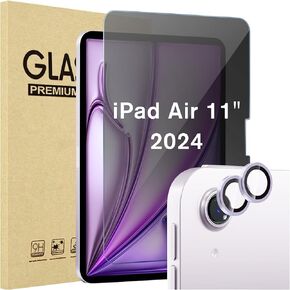 ProCase 2+2 Pack Screen Protector for iPad Air 11-Inch M2 2024 A2902 A2903 A2904, Camera Lens Protector for iPad Air 6th Generation -Blue