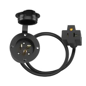 ENERLITES 20Amp 125V Power Inlet Port Plug, Flanged Inlet with Integrated 18â€ Extension Cord(14 AWG) for RV, EV, Boat, Generator, NEMA 5-20, Waterproof Cover, Male Connector Plug, No Wiring