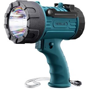 YIERBLUE Rechargeable Spotlight Flashlight IP67 Waterproof with 200000 Lumen LED, 24 Hours Long Running Spot Light, Impact Resistant Handheld Spotlight with Foldable Stand and Detachable Red Lens