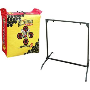 Morrell Yellow Jacket Supreme 3 28 Pound Adult Field Point Archery Bag Target w/HME Products Archery Range Practice Shooting 30 Inch Bag Target Stand