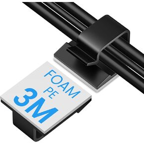 Large Adhesive Cable Clips（50Pcs,Black）,Cord Organizer for HDMI, Light String,Power Plug,Extension Cord, Ethernet Cable, TV Coax, Electric Wires,Cable Management Under Desk, Wall
