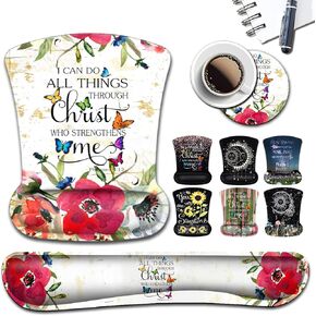 Mouse Pad Wrist Rest Support Gel, with Non Slip Rubber Base Memory Foam Keyboard Wrist Rest Pad for Laptop Computer Home Office Working Gaming Pain Relief, Moon and Sun Delicate Pattern