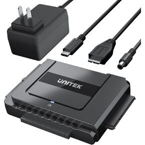 Unitek USB C إلى SATA 6Gbps IDE محول محول القرص الصلب الخارجي مجموعة محول لقرص القرص الصلب العالمي 2.5/3.5 بوصة HDD/SSD، DVD-ROM/CD-ROM/CD-RW، مع موصل USB A ومحول طاقة 12 فولت/2 أمبير in Kuwait