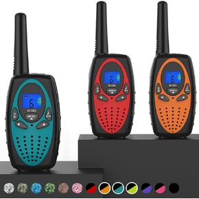 Walkie Talkies Long Range, M880 FRS Two Way Radio for Adults with Mic LCD Screen/Resistance Wakie-Talkies with Noise Cancelling for Men Women Outdoor Cruise Ship (Blue Red Orange)